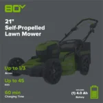 80V 21" Cordless Battery 3-in-1 Self-Propelled Lawn Mower w/ 4.0Ah Battery & Charger - Image 4
