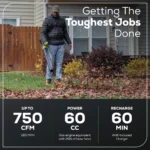 80V 750CFM Cordless Battery Backpack Blower (4Ah Battery & Charger Included) - Image 7