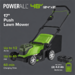 48V (24V x 2) 17" Cordless Battery Push Lawn Mower - Image 5