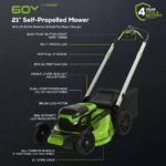 60V 21" Cordless Battery Self-Propelled Lawn Mower - Image 3