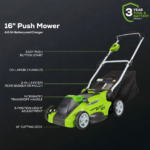 40V 16" Cordless Battery Push Lawn Mower w/ 4.0Ah Battery & Charger - Image 3