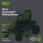 60V 42" Cordless Battery Riding Lawn Mower w/ (6) 8.0Ah Batteries & Chargers - Image 2