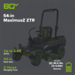 80V 54" MaximusZ Zero Turn Riding Lawn Mower (2x 16.0Ah + 4.0Ah Battery & 1.5kW Charger) - Image 2