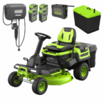 60V 30" CrossoverT Riding Lawn Tractor with Bagger Included, (4) 8.0Ah + (1) 20.0Ah Batteries & 600W Charger
