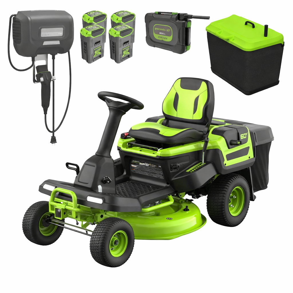 ChatGPT Image 23 mars 2026, 18_40_21 60V 30" CrossoverT Riding Lawn Tractor with Bagger Included, (4) 8.0Ah + (1) 20.0Ah Batteries & 600W Charger - Image 1