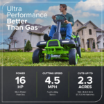 60V 30" CrossoverT Riding Lawn Tractor with Bagger Included, (4) 8.0Ah + (1) 20.0Ah Batteries & 600W Charger - Image 4