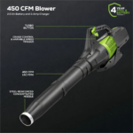 60V 450 CFM Cordless Battery Leaf Blower w/ 2.0Ah Battery & Charger - Image 2