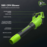 48V (24V x2) Cordless Leaf Blower – 585 CFM 140 MPH Brushless w - Image 2