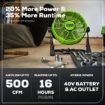 AirForce 40V Cordless Fan with AC/DC Power & 360° Rotation – Portable High Airflow Fan (Tool Only) - Image 3