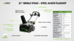 EGO Power+ SNT2130 21" Single-Stage Snow Blower with Peak Power™ and Heated Handle Grips - Battery and Charger Not Included - Image 8