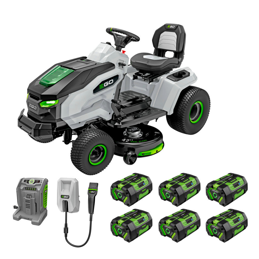 TR4204 EGO Power+ TR4204 42" T6 Lawn Tractor Riding Lawn Mower with 6 x 6.0Ah Batteries, Turbo Charger, and Charging Adapter - Image 1
