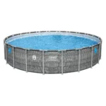 Coleman Power Steel 22’x52” Metal Frame Above Ground Pool w/ Pump, Ladder, & Cover, Gray