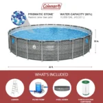 Coleman Power Steel 22’x52” Metal Frame Above Ground Pool w/ Pump, Ladder, & Cover, Gray - Image 7