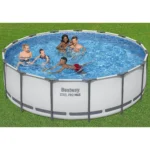 Bestway Steel Pro MAX 15′ x 48″ Prismatic Stone Pool Set| Durable Construction, Easy Assembly, and All-Inclusive Accessories – above ground pool set with filter pump, ladder, and pool cover - Image 2