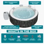 Bestway SaluSpa Hollywood Luxe 4-6 Person Inflatable Hot Tub, Round Energy-Efficient Spa, 77″ x 26″ - Image 4
