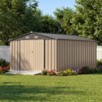 10x12 Metal Shed with Vents, Brown - Image 9