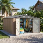 10x12 Metal Shed with Floor Frame, Brown - Image 2