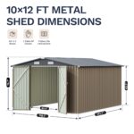 10x12 Metal Shed with White Vents, Brown - Image 3