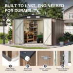 10x12 Metal Shed with White Vents, Brown - Image 4