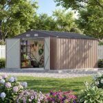 10x12 Metal Shed with White Vents, Brown - Image 2
