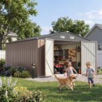 10x12 Metal Shed with White Vents, Brown - Image 7