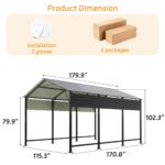 Belutku 10'x15' Metal Carport with Vertical Roof, Black - Image 3