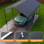 Belutku 10'x15' Metal Carport with Vertical Roof, Black - Image 4