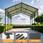 Belutku 10'x15' Metal Carport with Vertical Roof, Black - Image 6