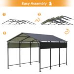 Belutku 10'x15' Metal Carport with Vertical Roof, Black - Image 8