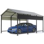 Belutku 10'x15' Metal Carport with Vertical Roof, Black - Image 10