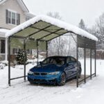 Belutku 10'x15' Metal Carport with Vertical Roof, Black - Image 9