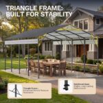 Belutku 12'x20' Metal Carport with Vertical Roof, Black - Image 6