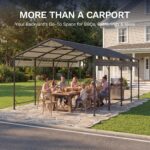Belutku 12'x20' Metal Carport with Vertical Roof, Black - Image 7