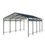 Belutku 12'x20' Metal Carport with Vertical Roof, Black