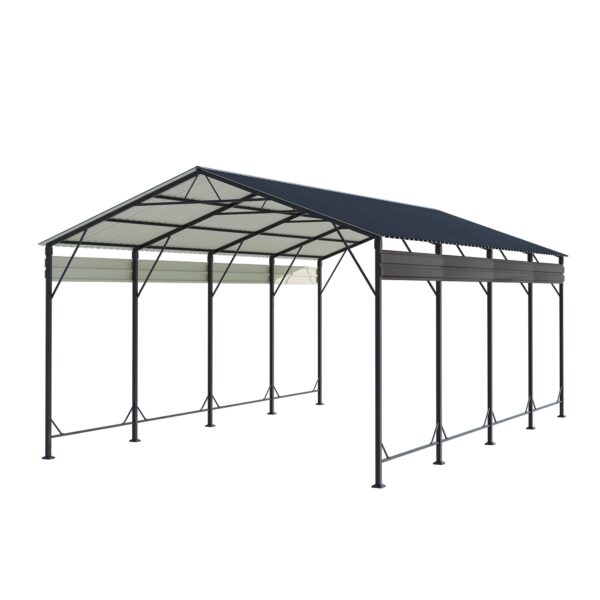 Belutku 12'x20' Metal Carport with Vertical Roof, Black