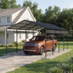 Belutku 12'x20' Metal Carport with Vertical Roof, Black - Image 2