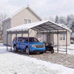 Belutku 12'x20' Metal Carport with Vertical Roof, Black - Image 8