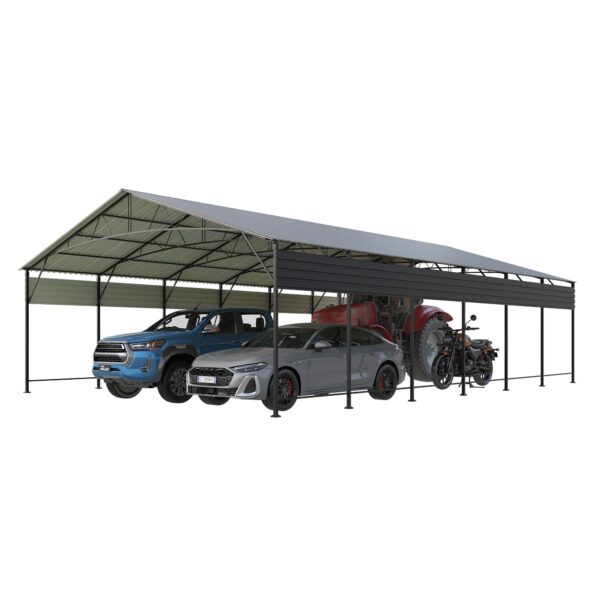Belutku 20x30 ft Outdoor Metal Carport, Black