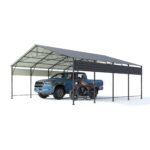 Belutku 20x20 ft Outdoor Metal Carport, Black