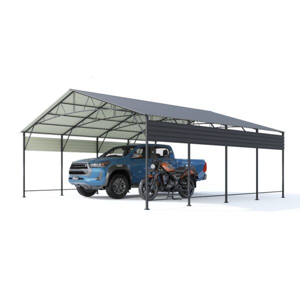Belutku 20x20 ft Outdoor Metal Carport, Black