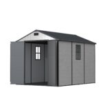8x10 Plastic Storage Shed with Window and Lockable Door, Gray
