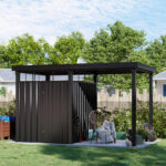 6x8 Metal Storage Shed with 7x8 Pergola Covered Porch - Image 16