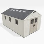 10x16ft Kick-it Plastic Storage Shed with Skylight & Windows