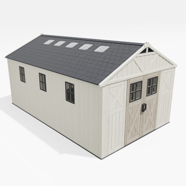 10x16ft Kick-it Plastic Storage Shed with Skylight & Windows