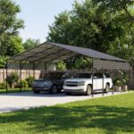Belutku 20x20 ft Outdoor Metal Carport, Black - Image 2