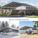 Belutku 20x20 ft Outdoor Metal Carport, Black - Image 8