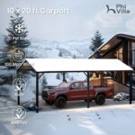 10x20ft Metal Carport Canopy with Galvanized Gable Roof - Image 11