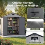 8x10 Plastic Storage Shed with Window and Lockable Door, Gray - Image 4