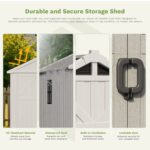10x10 FT Plastic Storage Shed with Skylight & Windows & Lock - Image 4