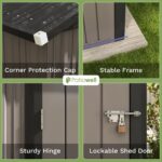 8x6 Metal Shed with Peak Roof (Brown) - Image 8